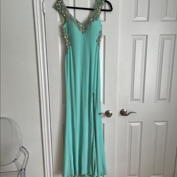 Aqua long evening dress - Picture 1 of 6
